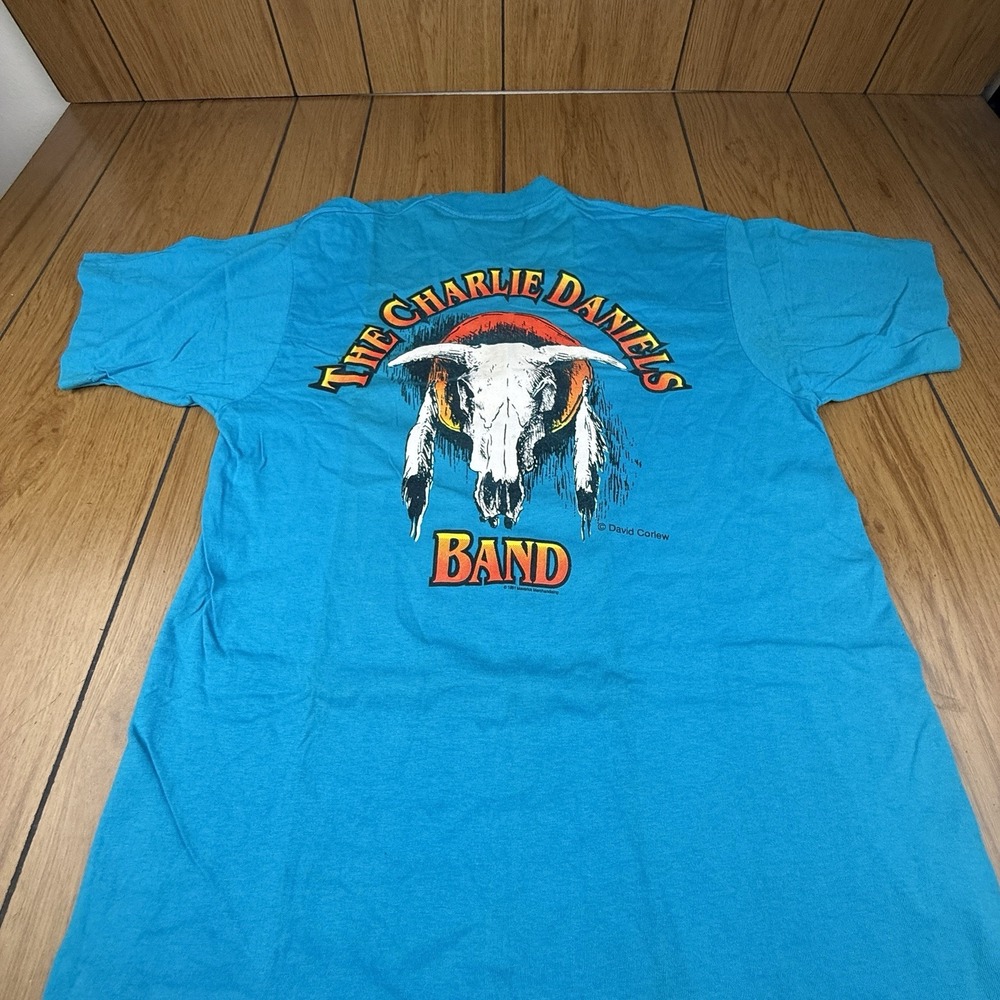 Vintage 1991 Charlie Daniels Band Men's Large T-Shirt  Blue Single Stitch‎